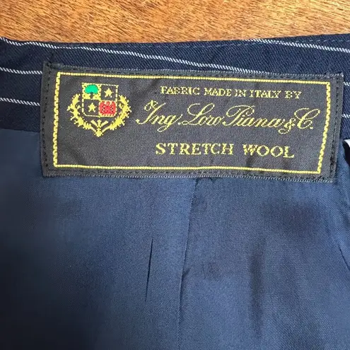 Brooks Brothers Loro Piana Pencil Skirt 4 Petite Navy Stretch Wool Pinstripe 4P