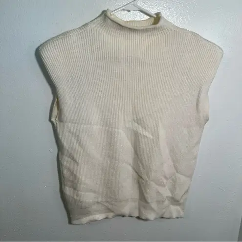 Fashion Shoulder Pad Sleeveless Jumper Cream White S