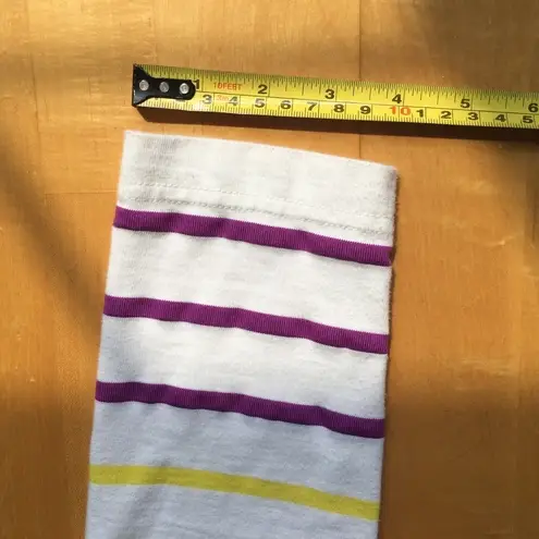 Marc by Marc Jacobs Striped, Three Quarter Sleeve Tee, Yellow, Purple, Size S