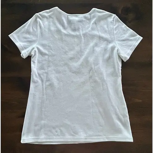 Karen Scott Beach Ocean Boat Scene Bedazzled Scenery Casual T-Shirt Women's Sz S