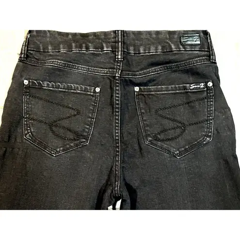 Seven7 Skinny Black Stretch Denim Jeans High Rise Casual Chic Edgy Vibe Size 8