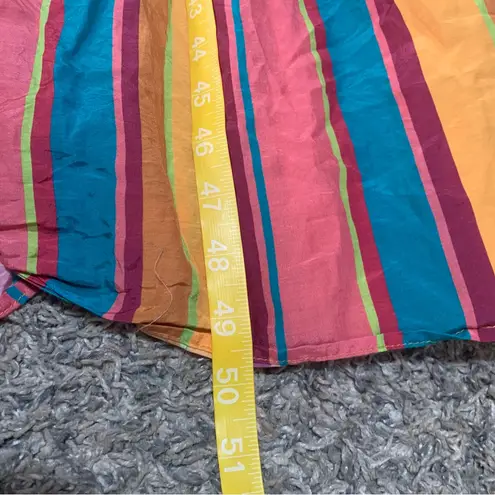 Farm Rio size XS Anthropologie rainbow Colorful Striped Midi Dress square pink