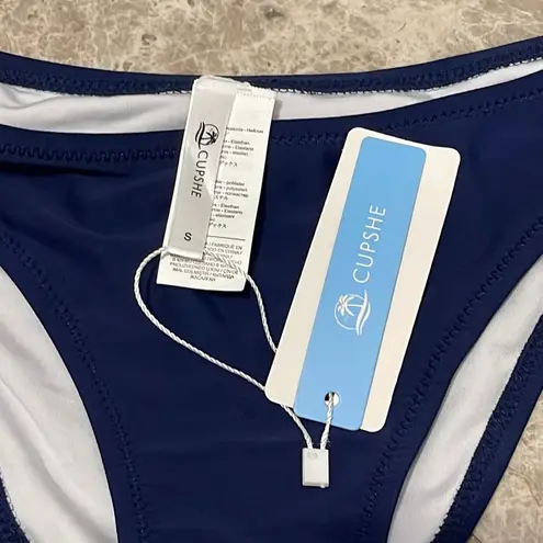Cupshe  Navy Peyton Low Waisted Bikini Bottom NWT Small thumbnail 5