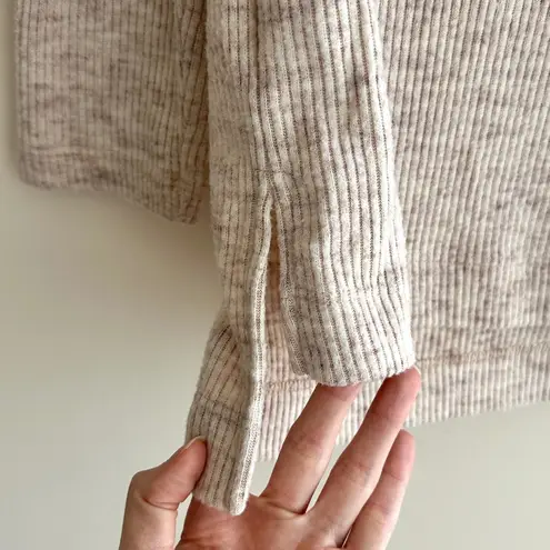 DOLAN Mockneck Long Sleeve Sweater with Keyhole Neckline, Tan, Size XS