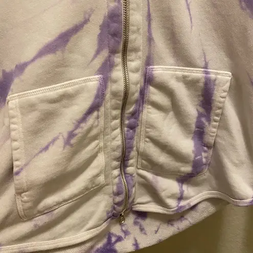 ATM Anthony Thomas Melillo Purple & White Tie Dye Zip Front Hoodie Size Small
