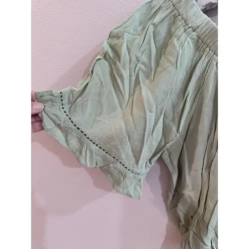 Sage Green Boho Crop Top Lace