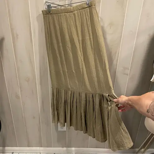 Vintage 80’s boujee Saks creamy tan ruffle canvas maxi skirt boho western