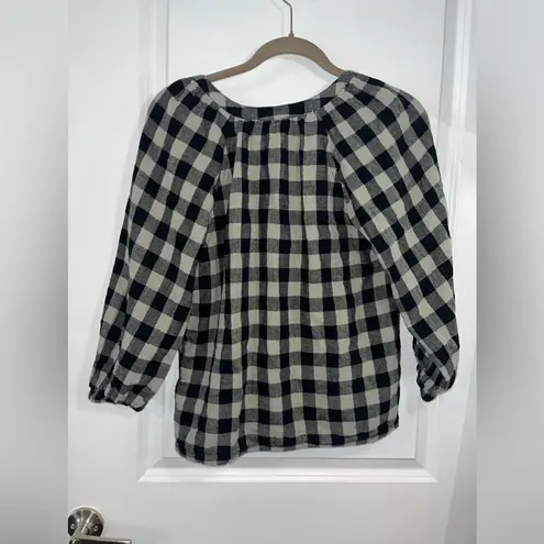 Beach Lunch Lounge Boutique Peplum Style Plaid Sage Button Up Blouse Size XS - Image 5