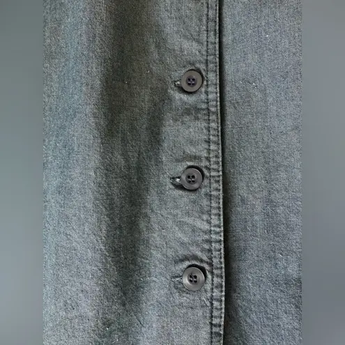 Vtg Y2K Denim Midi Skirt size Large Button Front Pockets Long Slit 90’s … Blue