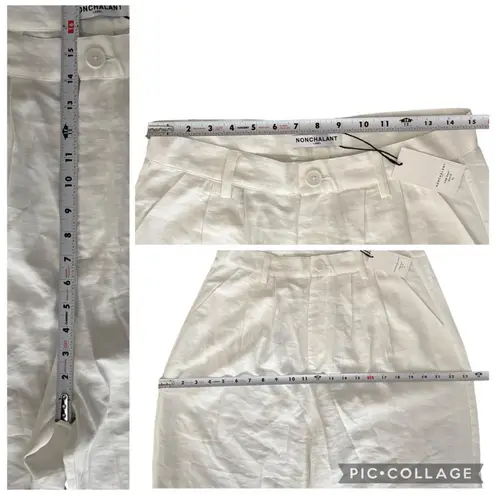 Nonchalant Label Fabi Pleated Front High Rise Wide Leg Pants White Size XL NEW