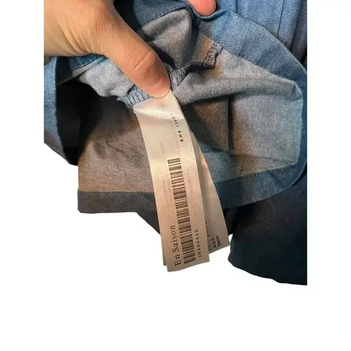 En Saison Tara Tiered Cotton Trapeez Shirtdress Blue Size XS