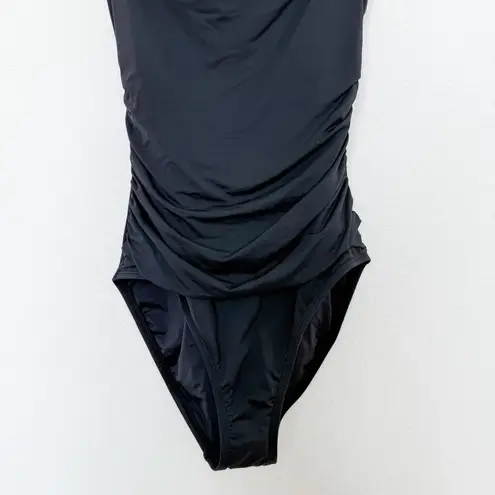La Blanca NEW Island Goddess One Piece Swimsuit Black Medium Minimalist Luxe