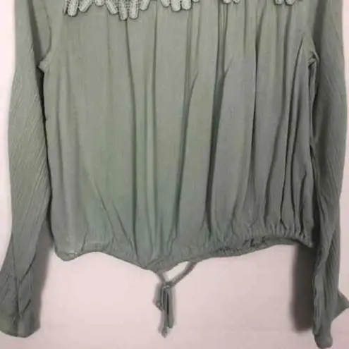 Seven Sisters Top Womens Small Crochet Boho Gauzy Cropped Relaxed Boxy Fairy