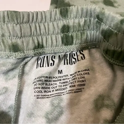 guns n' roses NWT M Sweatpants Green Tie Dye Print New Elastic Waist Rock Band Y2K