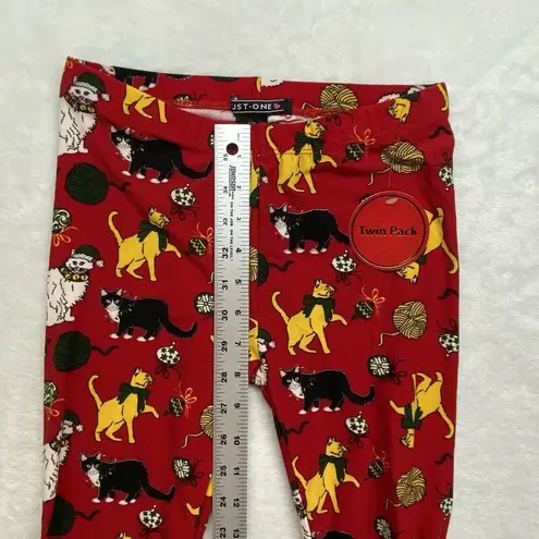 2 pack Just One Christmas cozy leggings Womens Small Cat print and black