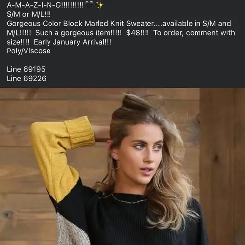 Black and Yellow Crew Neck Sweater with Bold Colorblock Design Size undefined