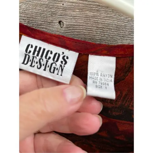 Chico's Vintage Chico’s size Medium button front crepe ruffles drapy sleeves crepe top