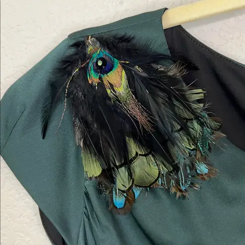 Ali Ro Anthropologie Silk Peacock Feather Dress Size 10