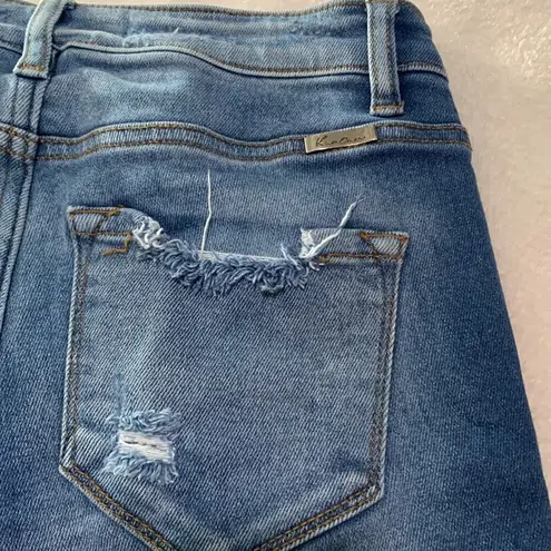 Kancan womens small cut off bermuda denim jean shorts blue distressed casual vac