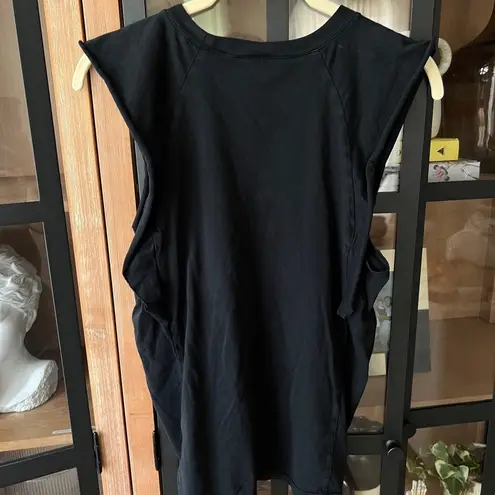 frame denim FRAME tee tank top ruffles muscle tank black crewneck oversized