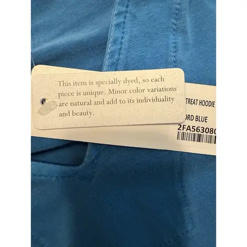 Soft Surroundings  NWT Retreat Hoodie Tunic Sz LG Fjord Blue Eyelet Cuff Comfy