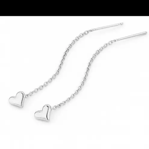 Antian Accessories™ 925 Sterling Silver Heart Threader Earrings