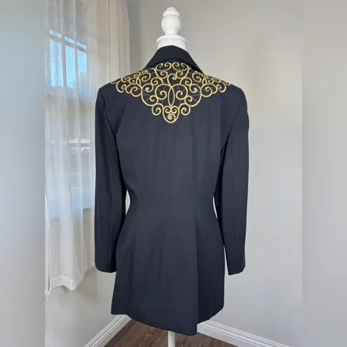 Vintage ‘90s Nina K Black Blazer w/ Gold Embroidery + Rhinestones Size M