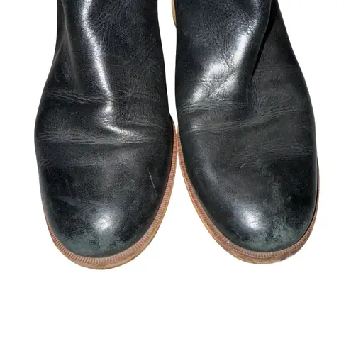 Kork-Ease  Black Leather Ankle Boots Block Heel Side Zip Women's Size 8M