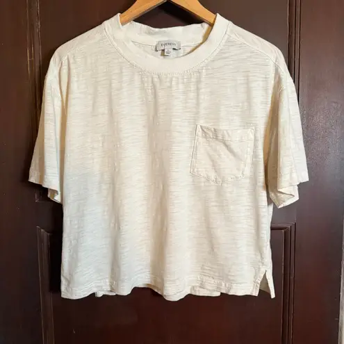 Evereve | Elsy Cream Slub Knit Cropped Pocket Tee | Large