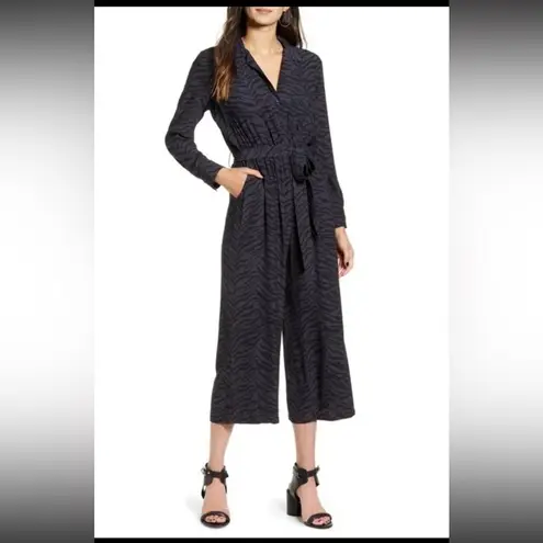 Rails Callan Charcoal Tiger Stripe Print Cropped Wide Leg Jumpsuit