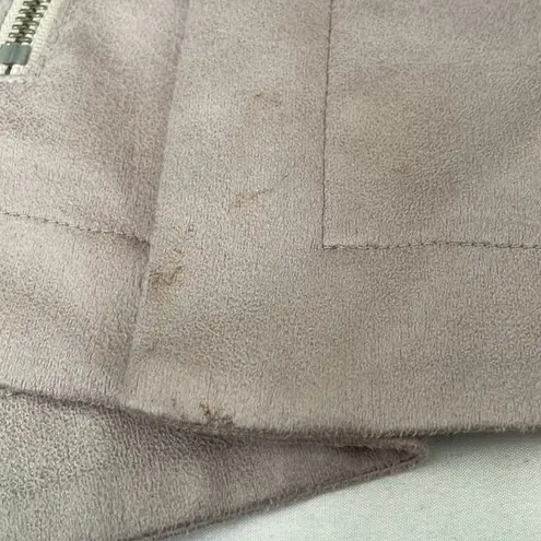 Lavender Brown Faux Suede Moto Jacket M