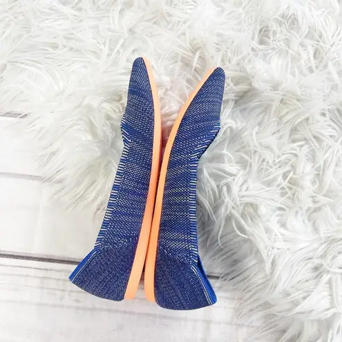 Rothy's Rothy’s The Point Bright Blue Birdseye Space Dye Orange Sole Flat Size 6 Retired