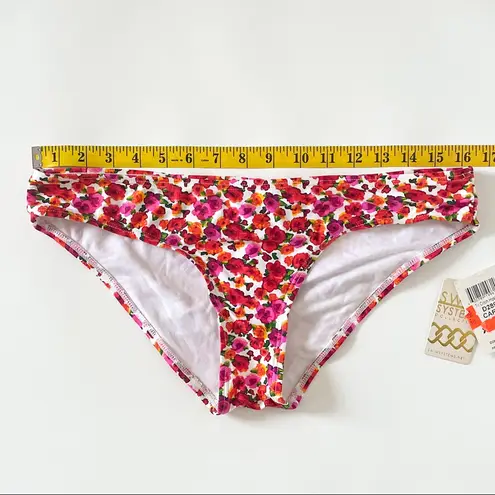 Swim Systems Tri Cinch Hipster Bikini Bottom NWT XL Roses Floral Pink Red Yellow