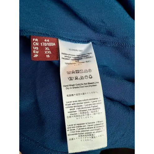 Vintage NWT Comptoir Des Cotonniers Blue Pleated Blouse Sz XL 3/4 sleeve