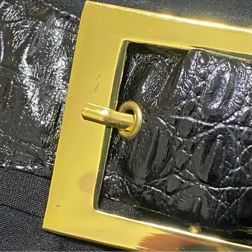 Sunny Leigh Black Flounce Skirt Size 2 Faux Leather Belt Whimsigoth Y2K Retro