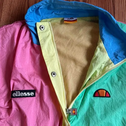 Ellesse Unisex Vintage Retro Colorblock Windbreaker Jacket Pink Size L