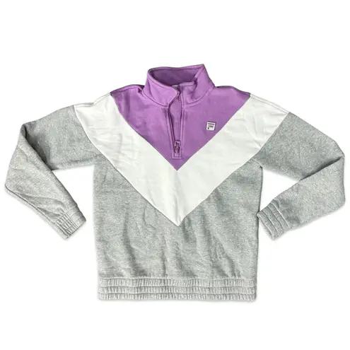 FILA  Purple White Gray Retro Chevron 1/4 Zip Pullover Sweatshirt Fleece size S