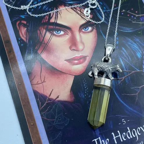 Natural Lemon Topaz Point Sterling Silver Bear Necklace Yellow