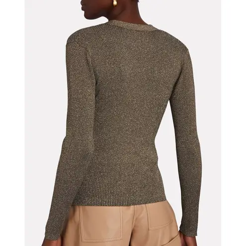 Rails Beau Metallic Long Sleeve Ribbed Knit Cardigan Gunmetal gold Womens Size S