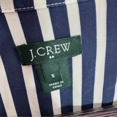 J. Crew Striped Silk Button Up Long Sleeve Shirt Blouse Blue White Small