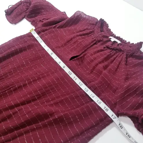 HOSS Intropia Metallic Tiered Ruffle Long Sleeves Mini Dress Holiday Christmas Red Size M