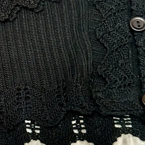 Elegant Black Open Knit Cardigan Vintage Whimsigoth Witchy Girly 80s 90s Goth Size 1X