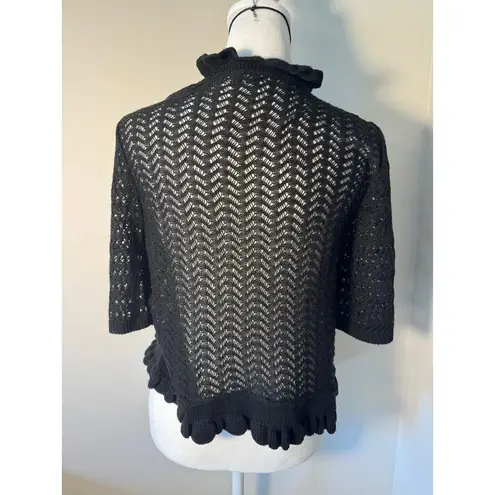 Notations Y2K Black Knit Ruffle Cardigan Shrug Size Medium