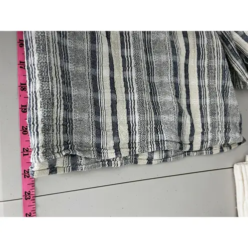 Knox Rose Top Lightweight Striped Top Split Neck Blue White Size XXL Blue