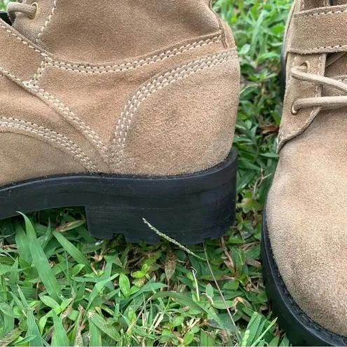 ALLSAINTS Paulina Suede Buckle Boot in Desert Tan- Lugsole Combat Boot Womens 6