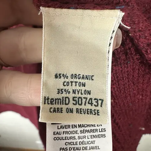 LL Bean Organic Cotton Blend Open Cardigan Sweater Womens XL Burgundy Speckled Red