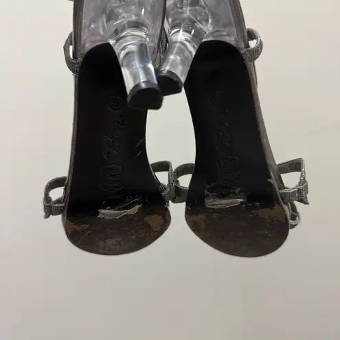 Mootsies Tootsies Black & Silver Floral Foot Clear Heels 7.5