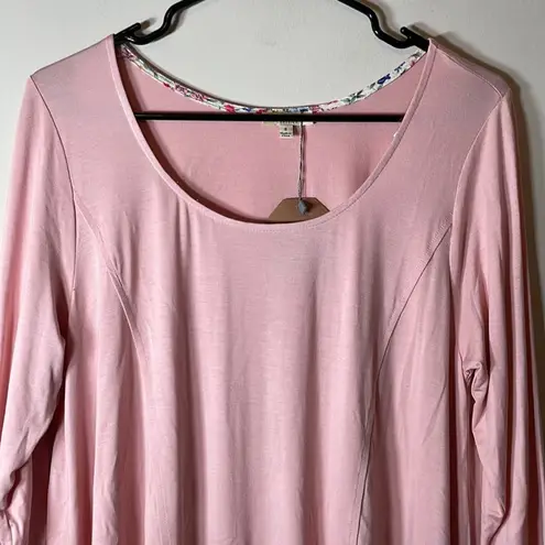 Kori America Light Pink Floral Hem Long Sleeve Tunic Top Size S