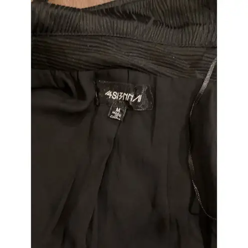 4SI3NNA Lorenzo Short Sleeve Belted Blazer Dress Notch Collar Black Medium