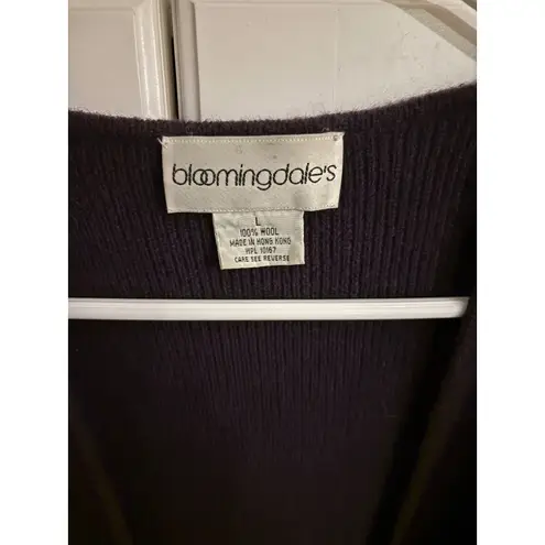 Bloomingdales Women's 100% Wool Cardigan Duster Long Sleeve Plum Purple L Purple Size L